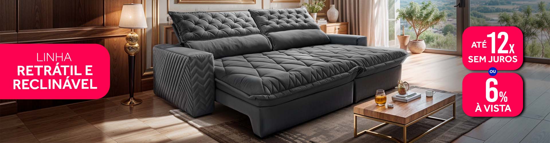 Sofá Retrátil e Reclinável Sofá Retrátil e Reclinável