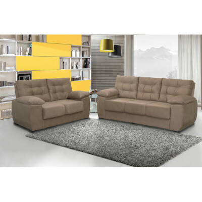 0 - Conjunto de Sofá Luxemburgo 3 e 2 Lugares Tecido Suede Liso C