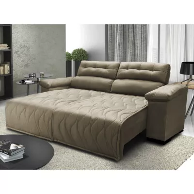 0 - Sofá 2,82m Retrátil e Reclinável com Molas Cama inBox Top Tec