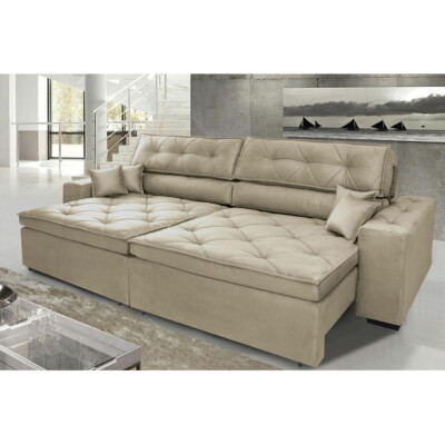 0 - Sofá Austin 3,02m Retrátil, Reclinável com Molas no Assento e