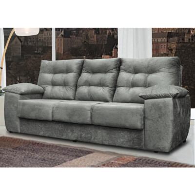 0 - Sofá Luxemburgo 3 Lugares 2,02m Tecido Suede Cinza