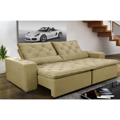 0 - Sofá Magnum 2,22m Retrátil, Reclinável com Molas no Assento e