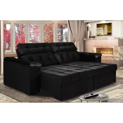 0 - Sofá New Itália 2,72 Mts Retrátil e Reclinável Tecido Suede P