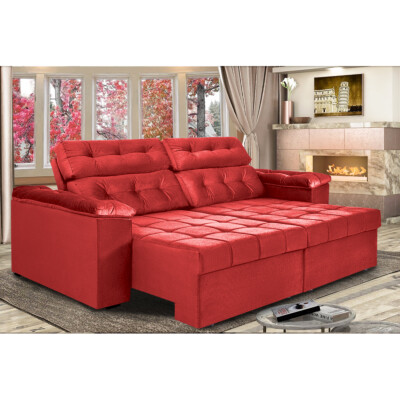 0 - Sofá Retrátil e Reclinavel New Austrália 2,25 Mts Tecido Sued