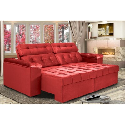 0 - Sofá Retrátil e Reclinavel New Austrália 2,52 Mts Tecido Sued