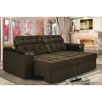 0 - Sofá Retrátil e Reclinavel New Austrália 2,52 Mts Tecido Sued