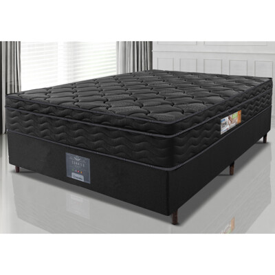 Cama Box Casal Colchão OrtoFirm Black + Box 138x188x67 One Face Espuma D33 Preto