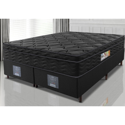 Cama Box Queen Colchão OrtoFirm Black + Box 158x198x67 One Face Espuma D33 Preto