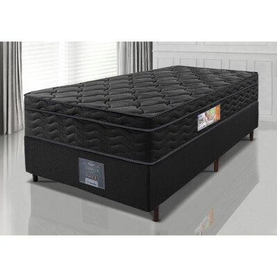 Cama Box Solteiro Colchão OrtoFirm Black + Box 88x188x67 One Face Espuma D33 Preto