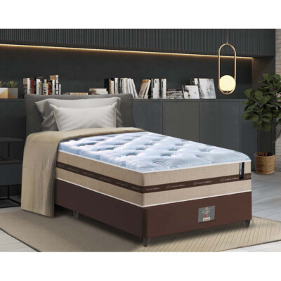 Conjunto Cama Box Solteiro (Colchão + Box) de Molas Cama inBox Smart Pró 88x188x60 Bege
