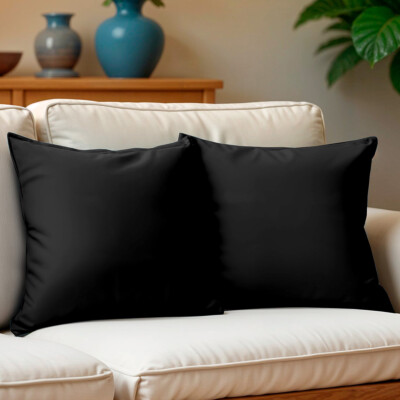 Kit 2 Capas de Almofadas Velusoft Preto 45x45cm Cama inBox