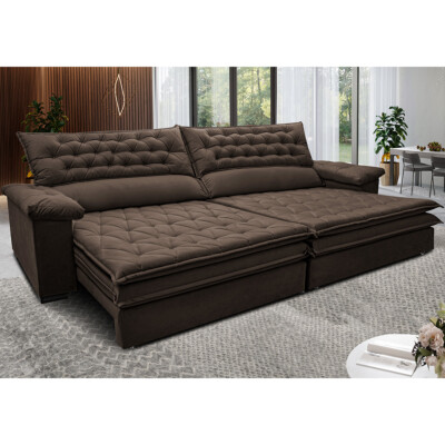 0 - Sofá Retrátil e Reclinável Molas Ensacadas Cama inBox Botonê