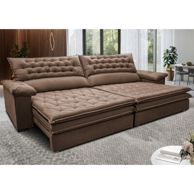 0 - Sofá Retrátil e Reclinável Molas Ensacadas Cama inBox Botonê