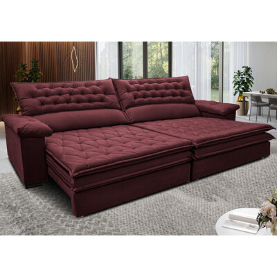 0 - Sofá Retrátil e Reclinável Molas Ensacadas Cama inBox Botonê