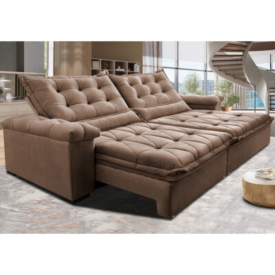 Sofá Retrátil e Reclinável 2,15m Cama inBox Big Fresh com SoftGel D40 Velupluma Castor