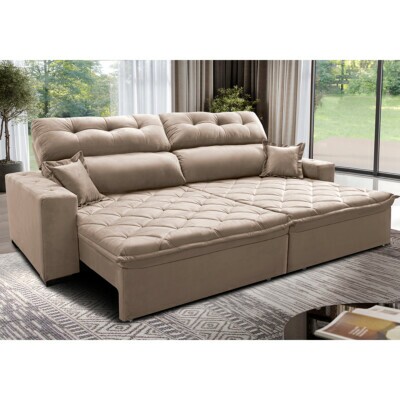 0 - Sofá 2,32m Retrátil e Reclinável com Molas Cama inBox Confort