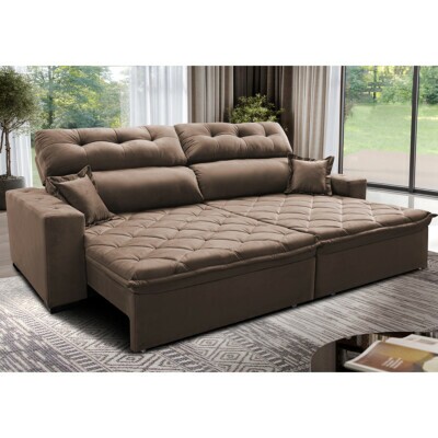 0 - Sofá 2,52m Retrátil e Reclinável com Molas Cama inBox Confort