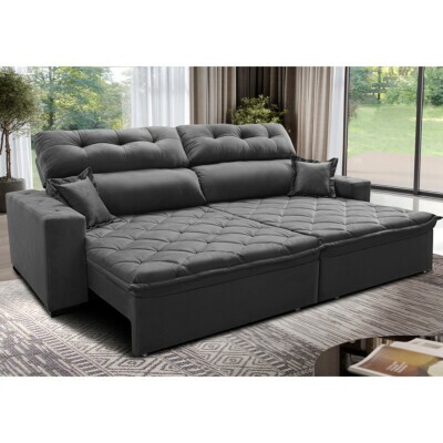 0 - Sofá 2,82m Retrátil e Reclinável com Molas Cama inBox Confort