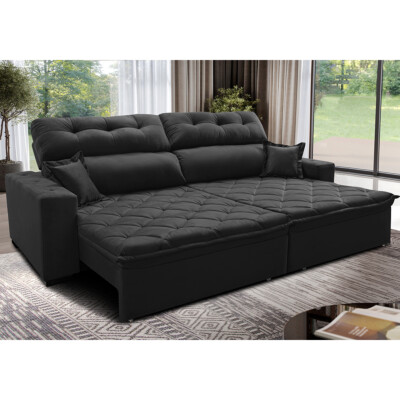 0 - Sofá 3,02m Retrátil e Reclinável com Molas Cama inBox Confort