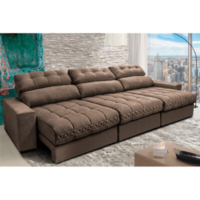 0 - Sofá Retrátil e Reclinável com Molas Ensacadas Cama inBox Mas