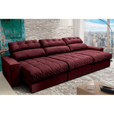 0 - Sofá Retrátil e Reclinável com Molas Ensacadas Cama inBox Mas