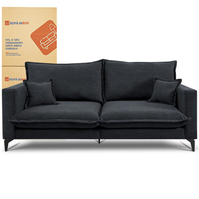 Sofá 2 Lugares Modular Boma 1,70m Boucle Cinza Escuro Sofá inBox