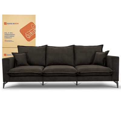 Sofá 3 Lugares Modular Boma 2,40m Boucle Marrom Sofá inBox