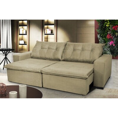 4 - Sofá Austrália 2,32 Mts Retrátil, Reclinável Com Molas e Pill