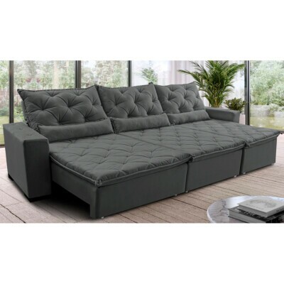 0 - Sofá Lisboa 4,12m Retrátil, Reclinável com Molas no Assento e