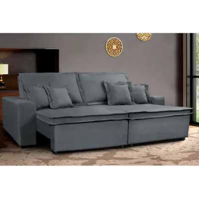0 - Sofa Retrátil e Reclinável com Molas Cama inBox Premium 2,52m