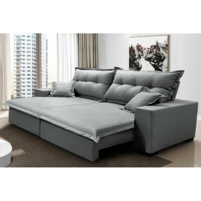 0 - Sofá Retrátil e Reclinável com Molas Ensacadas Cama inBox Pri